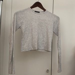 Brandy Melville Gray Long Sleeve Knit Crop Top
